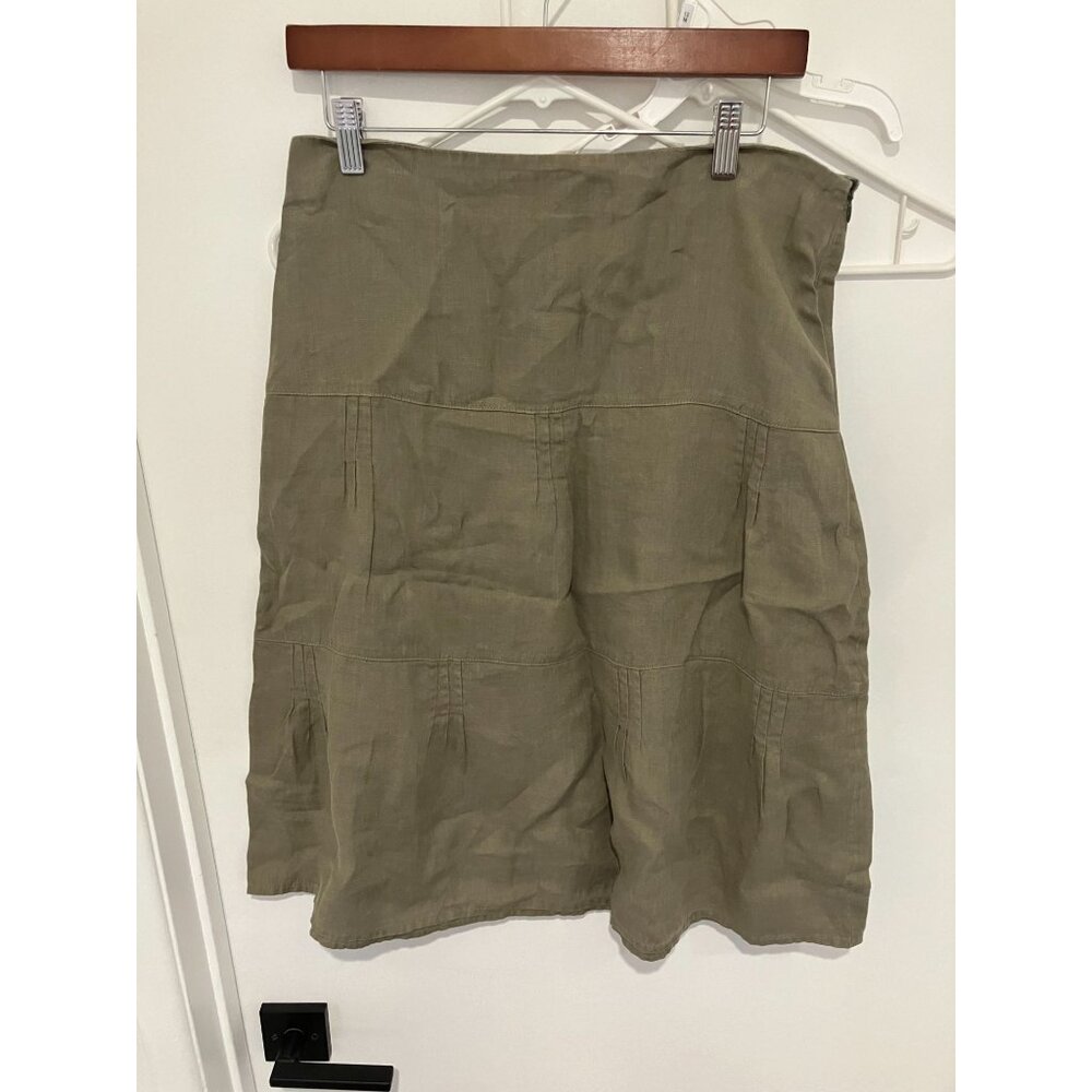 Chattawak Women's 100% Linen Skirt, Olive Green, Size T40 (US 6)